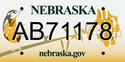 AB71178 Nebraska License Plate