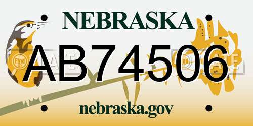 AB74506 Nebraska License Plate