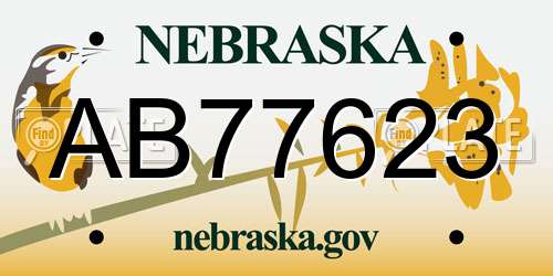 AB77623 Nebraska License Plate