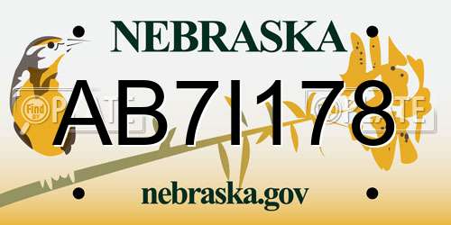 AB7I178 Nebraska License Plate