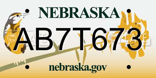 AB7T673 Nebraska License Plate