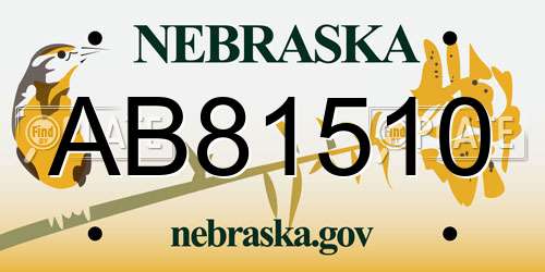 AB81510 Nebraska License Plate