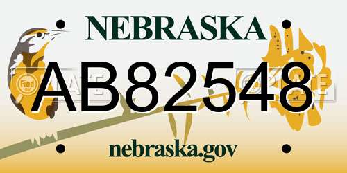 AB82548 Nebraska License Plate