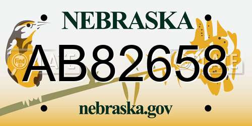 AB82658 Nebraska License Plate