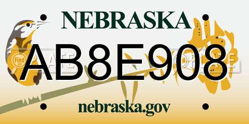 AB8E908 Nebraska License Plate