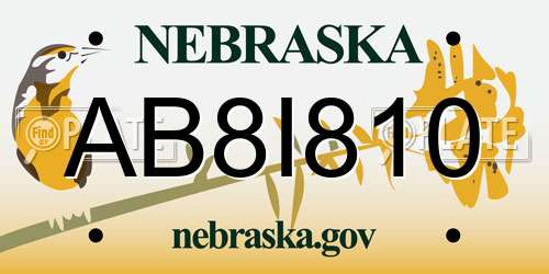AB8I810 Nebraska License Plate