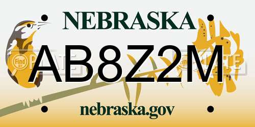 AB8Z2M Nebraska License Plate