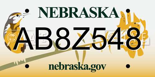 AB8Z548 Nebraska License Plate