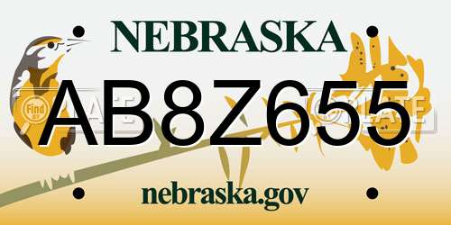AB8Z655 Nebraska License Plate