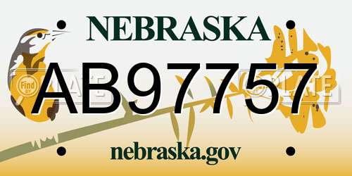 AB97757 Nebraska License Plate