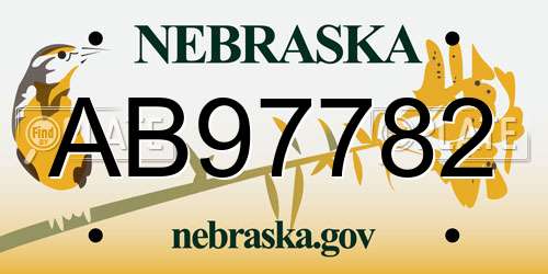 AB97782 Nebraska License Plate