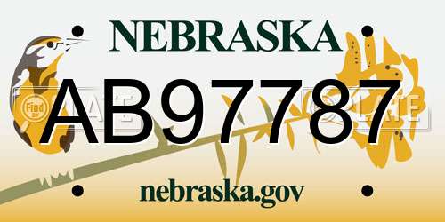 AB97787 Nebraska License Plate