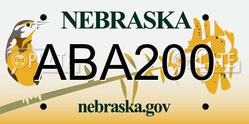 ABA200 Nebraska License Plate