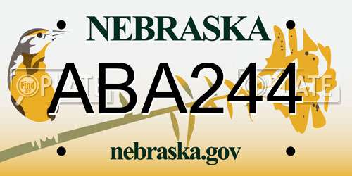 ABA244 Nebraska License Plate