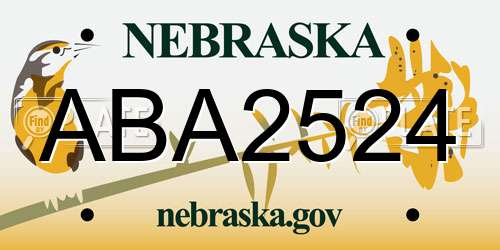 ABA2524 Nebraska License Plate