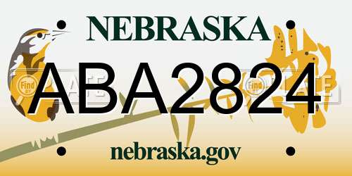 ABA2824 Nebraska License Plate