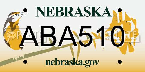ABA510 Nebraska License Plate
