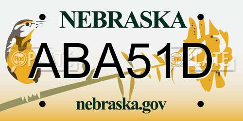 ABA51D Nebraska License Plate