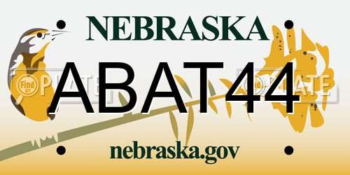 ABAT44 Nebraska License Plate