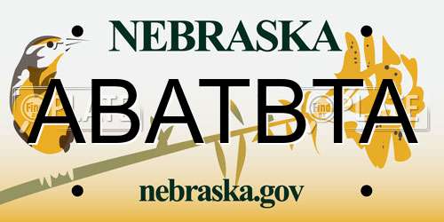ABATBTA Nebraska License Plate