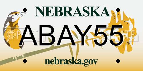ABAY55 Nebraska License Plate