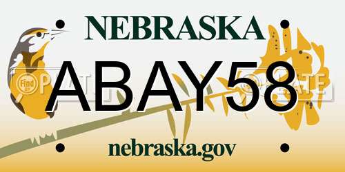 ABAY58 Nebraska License Plate