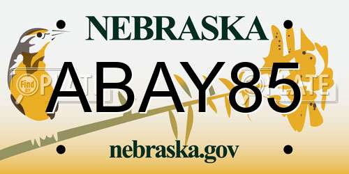 ABAY85 Nebraska License Plate
