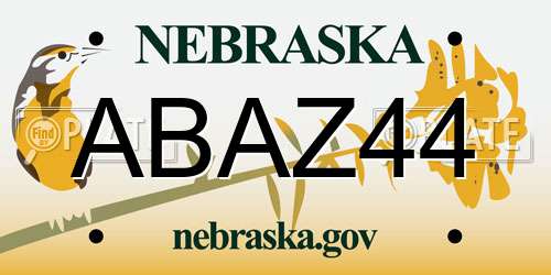 ABAZ44 Nebraska License Plate