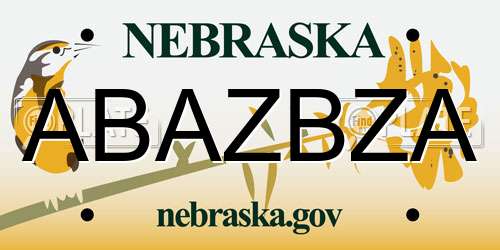 ABAZBZA Nebraska License Plate
