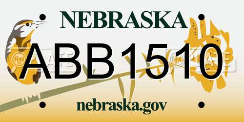 ABB1510 Nebraska License Plate