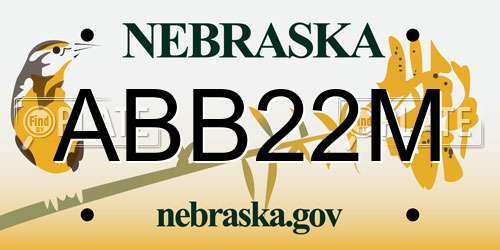 ABB22M Nebraska License Plate