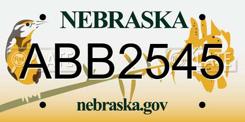 ABB2545 Nebraska License Plate