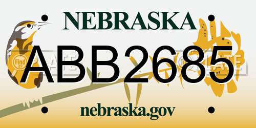 ABB2685 Nebraska License Plate