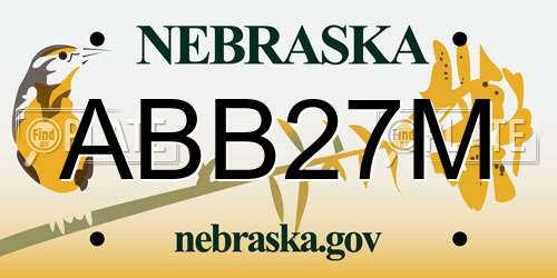 ABB27M Nebraska License Plate