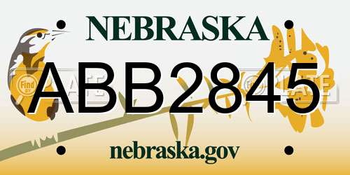 ABB2845 Nebraska License Plate