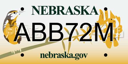 ABB72M Nebraska License Plate