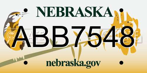 ABB7548 Nebraska License Plate