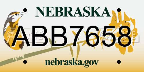 ABB7658 Nebraska License Plate