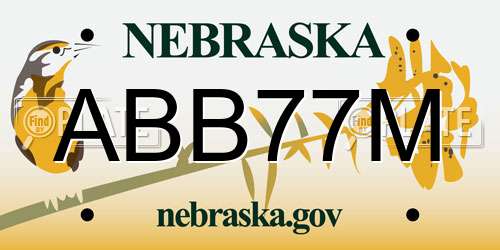 ABB77M Nebraska License Plate