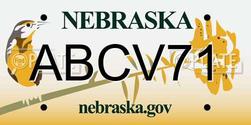 ABCV71 Nebraska License Plate