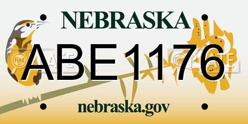 ABE1176 Nebraska License Plate