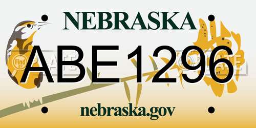 ABE1296 Nebraska License Plate