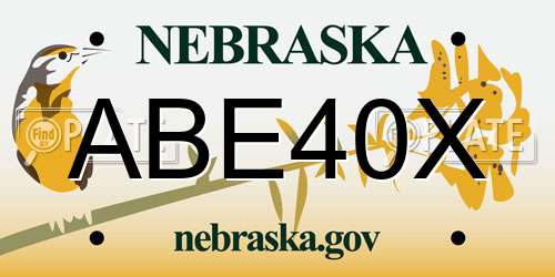 ABE40X Nebraska License Plate