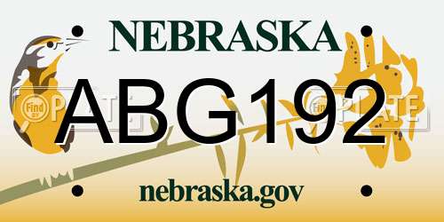 ABG192 Nebraska License Plate