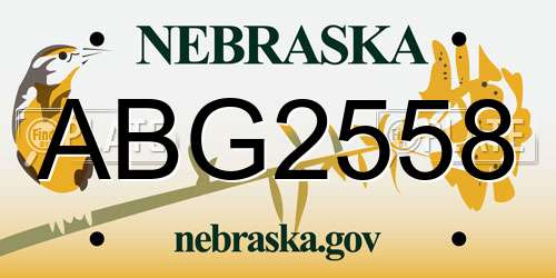 ABG2558 Nebraska License Plate