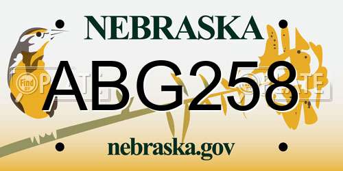 ABG258 Nebraska License Plate