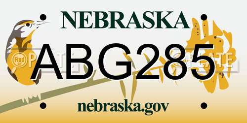 ABG285 Nebraska License Plate