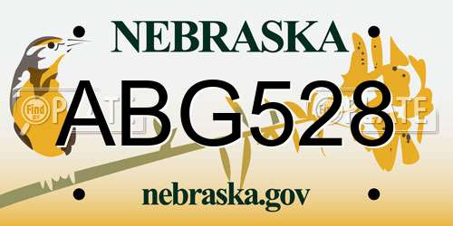 ABG528 Nebraska License Plate