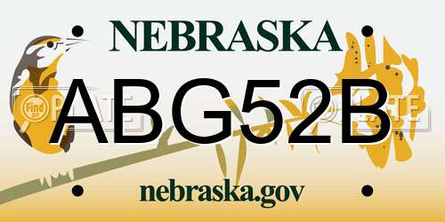 ABG52B Nebraska License Plate