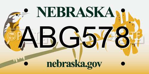 ABG578 Nebraska License Plate